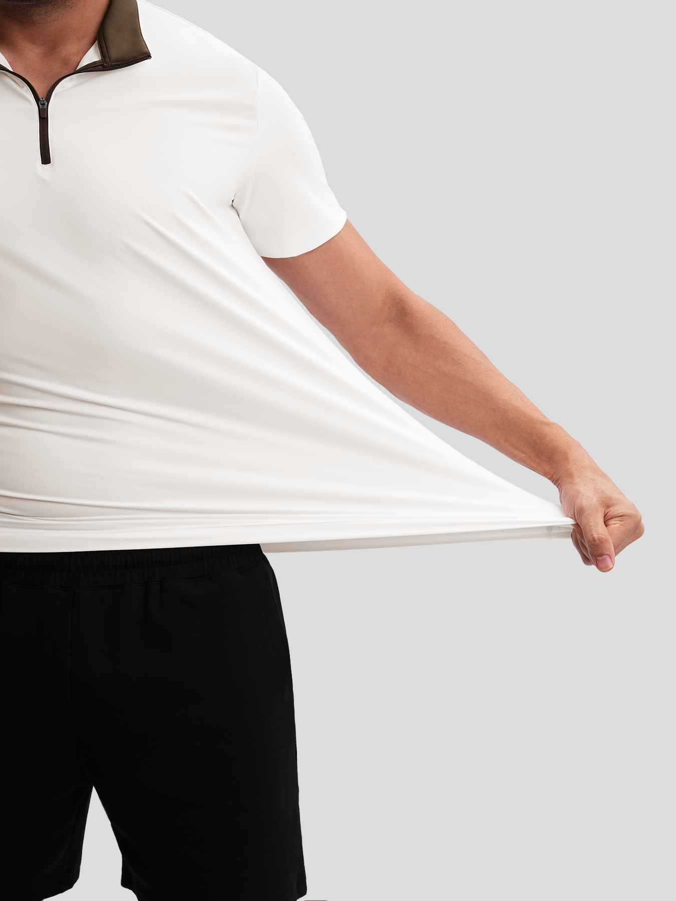 SmoothBlend Half Zip Mock Neck de manga corta Tee