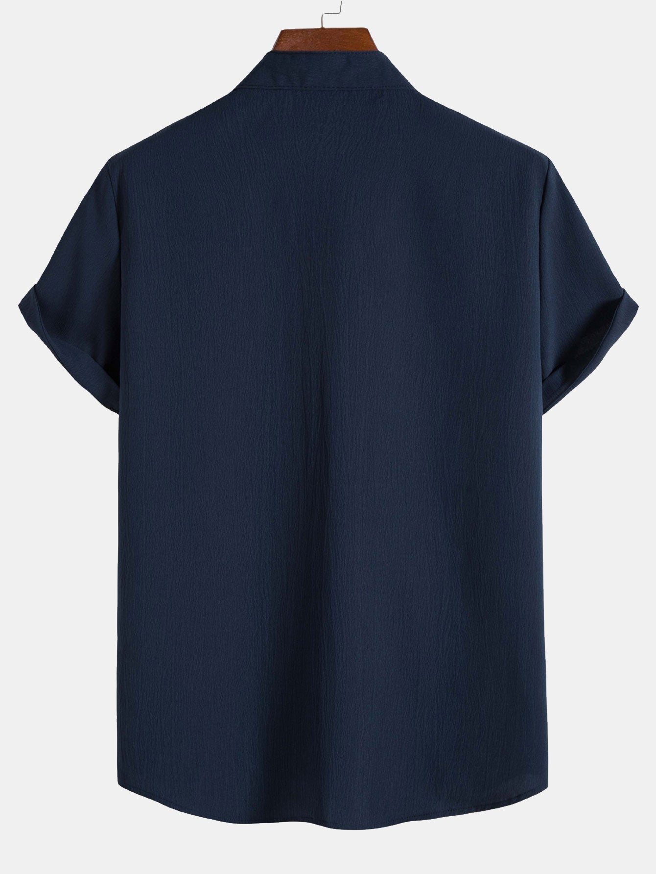 Camisa Crinkled Texture Stand Collar