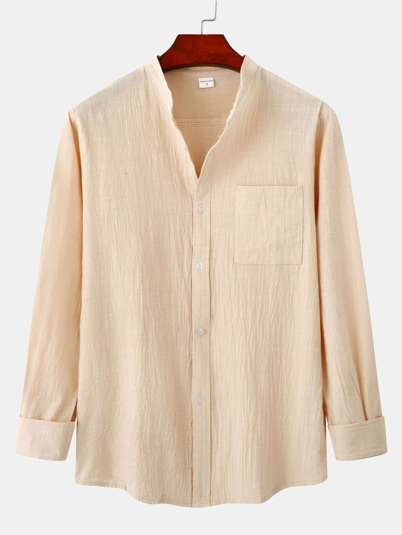 Camisa de manga larga Textured Stand Collar