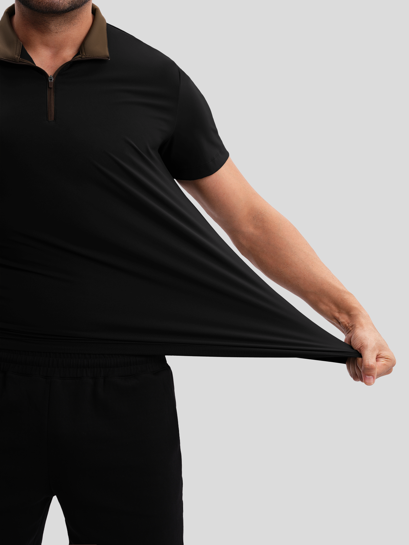 SmoothBlend Half Zip Mock Neck de manga corta Tee