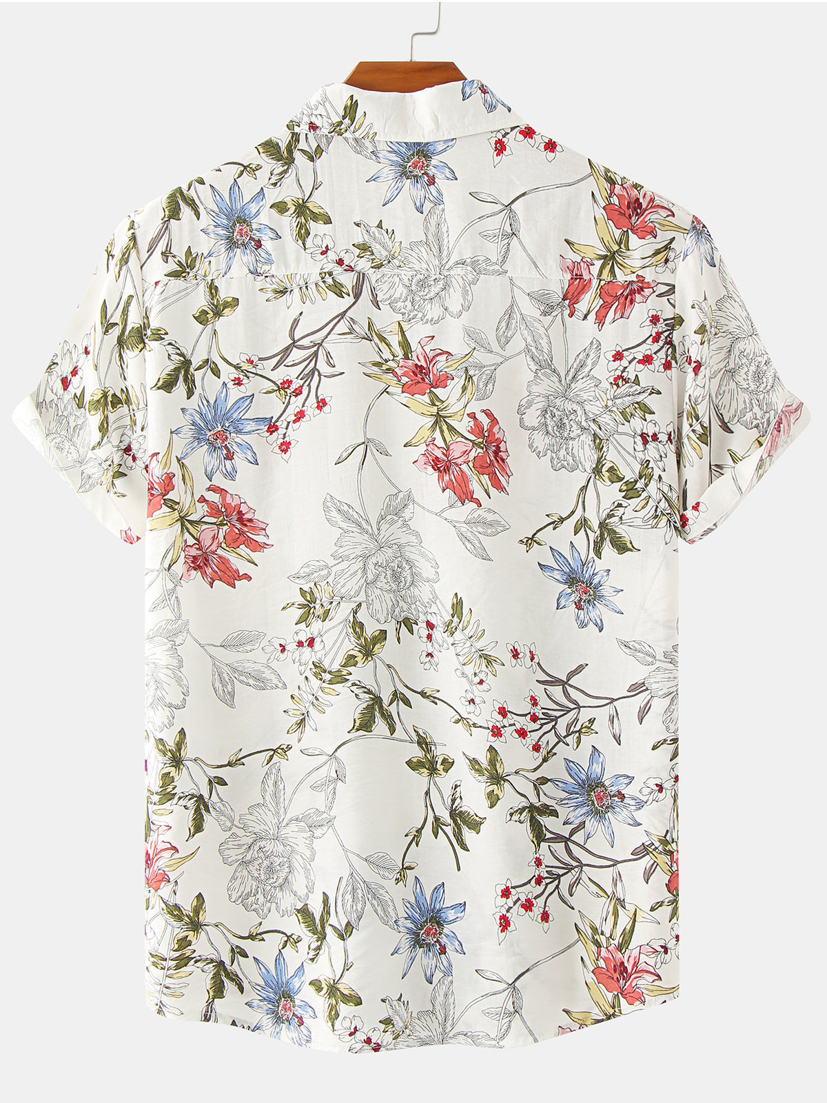 Camisa Summer floral vintage Hawaiian de manga corta para hombre