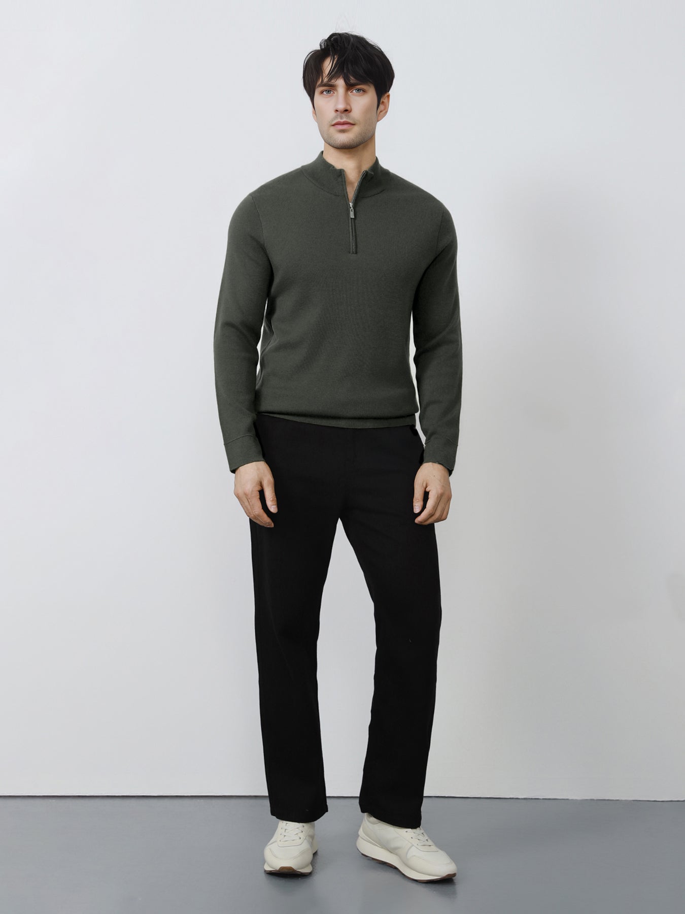 Gentletejido Washable Half Zip Mock Neck Sweater