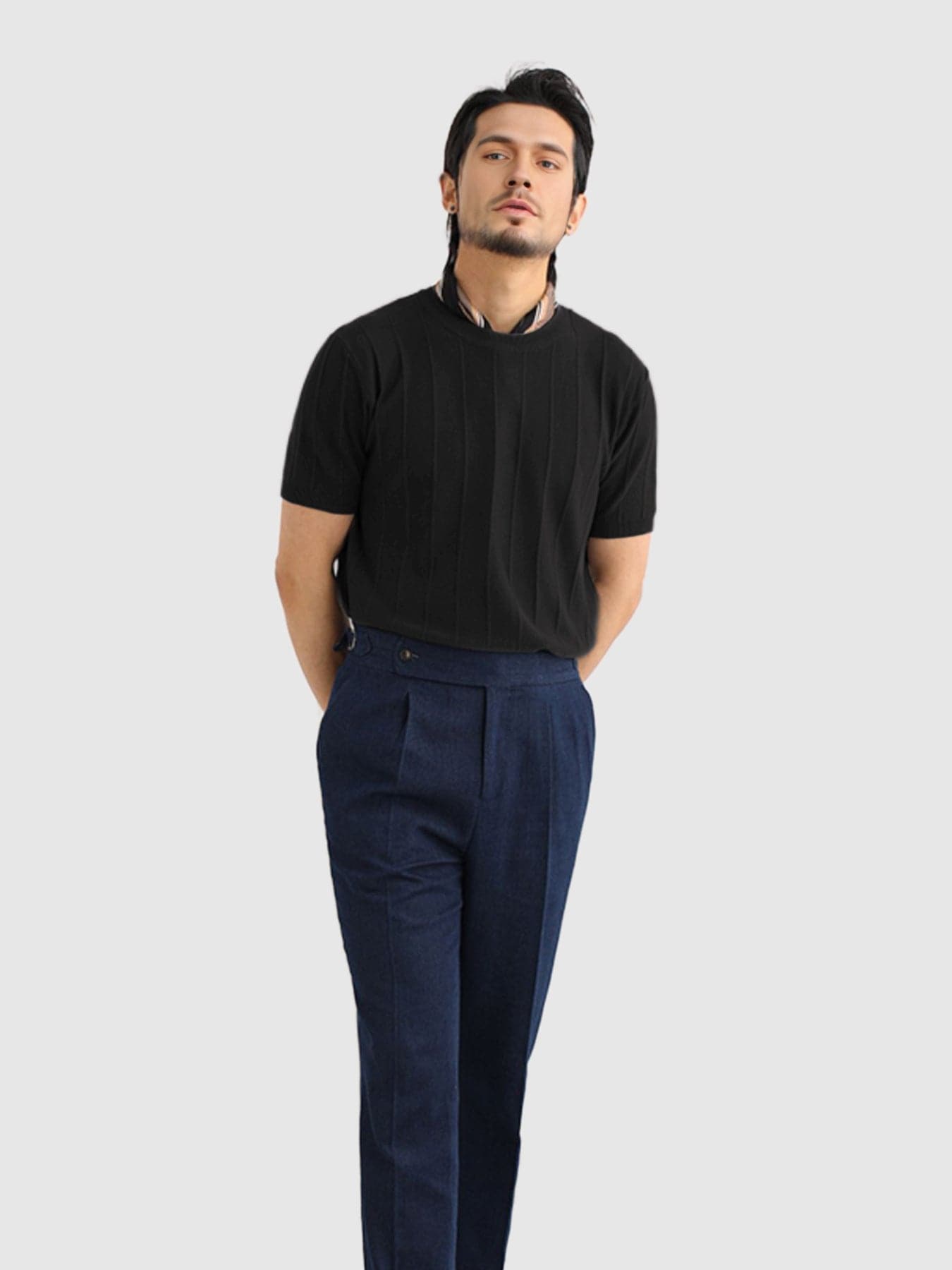 Camiseta Gentletejido transpirable a rayas de manga corta tejidoted
