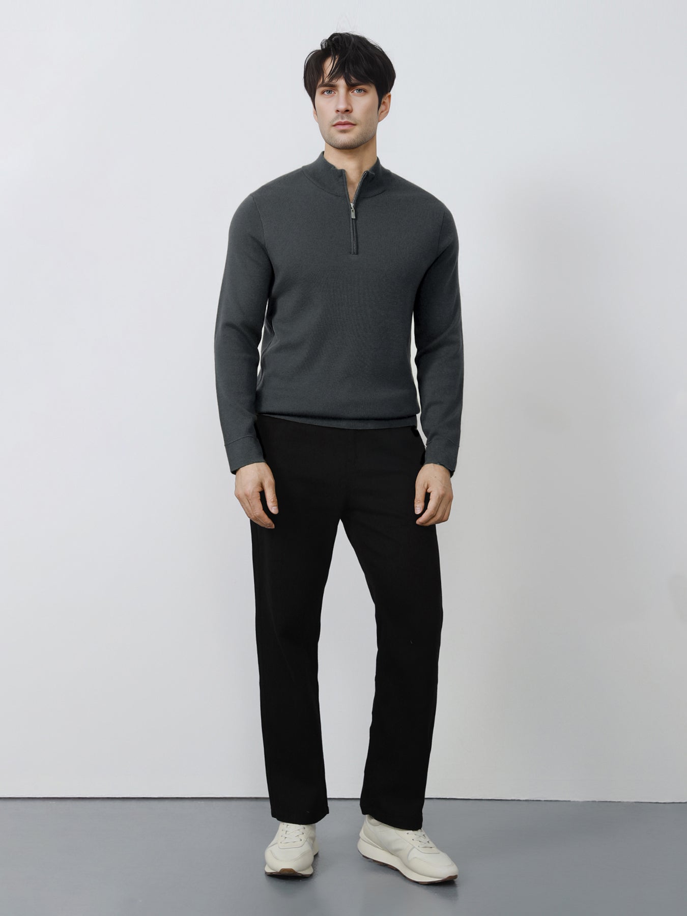 Gentletejido Washable Half Zip Mock Neck Sweater