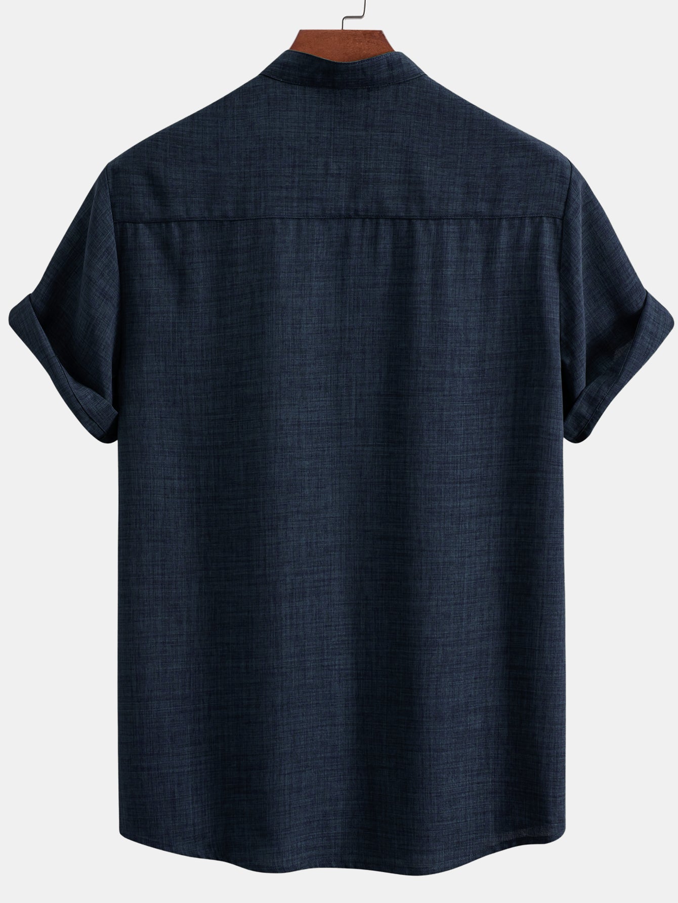 Camisa de manga corta Stand Collar