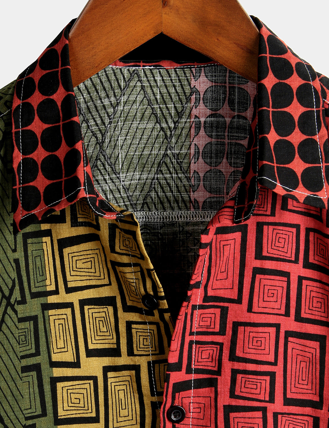 Camisa Geometric estampado Beach de manga corta para hombre