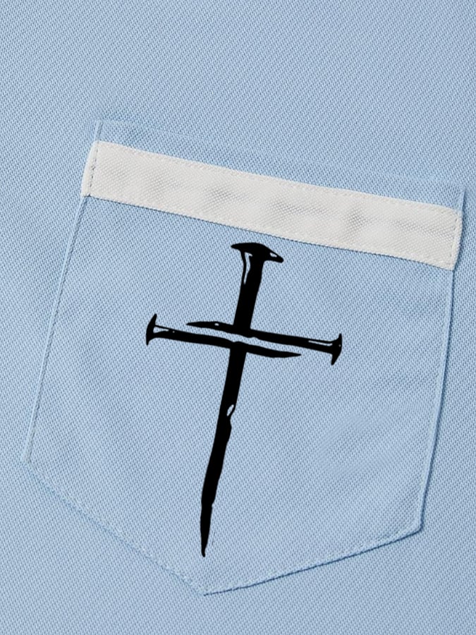 Camisa polo Faith Cross estampado casual (With bolsillos) para hombre