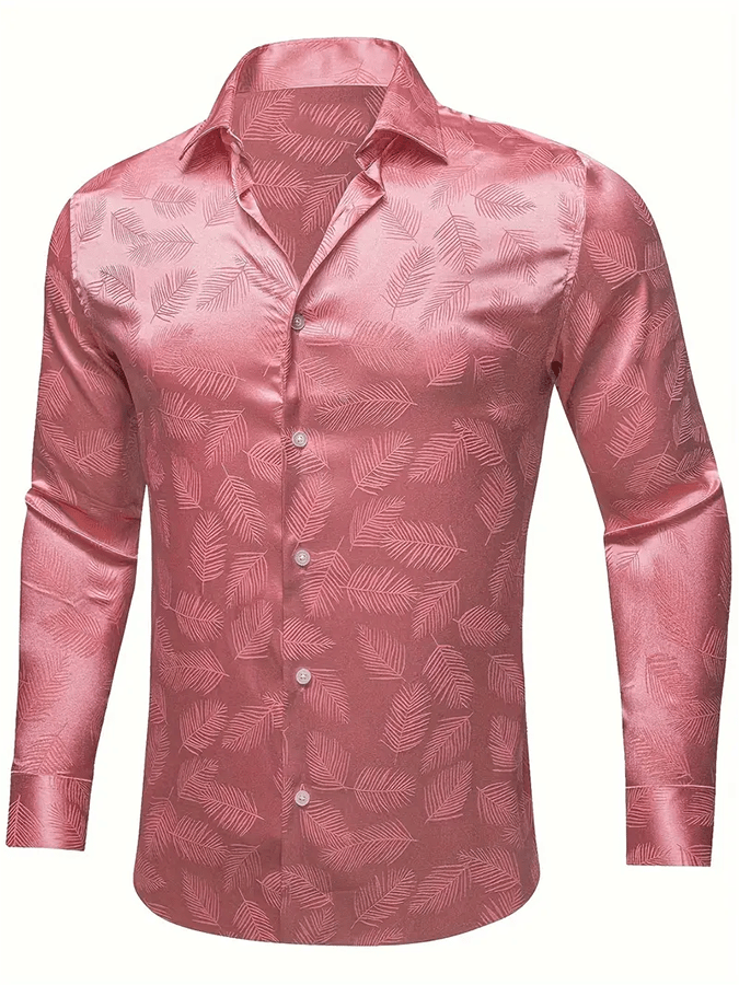 Camisa seda ejecutivo de lujo Design estampado de manga larga para hombre
