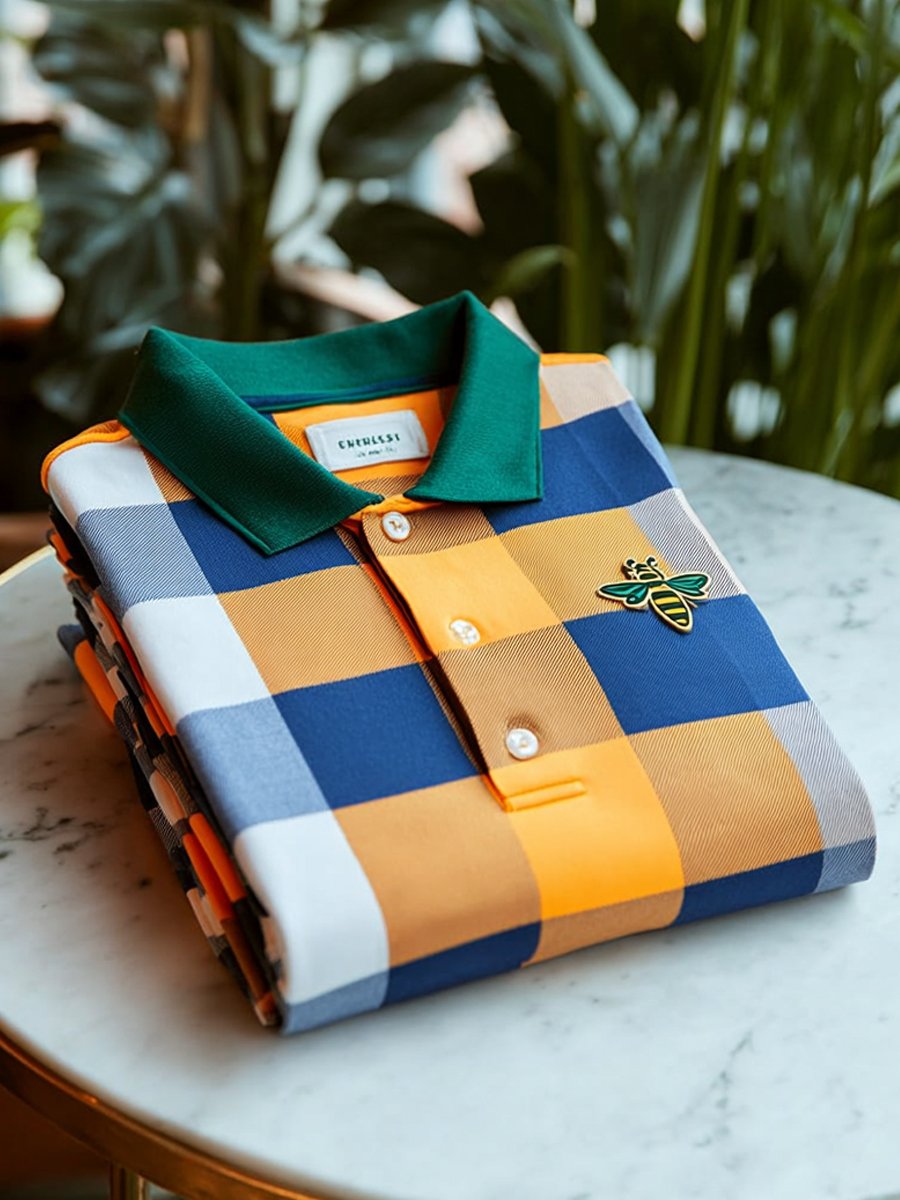 Camisa polo Check ejecutivo casual de manga corta para hombre