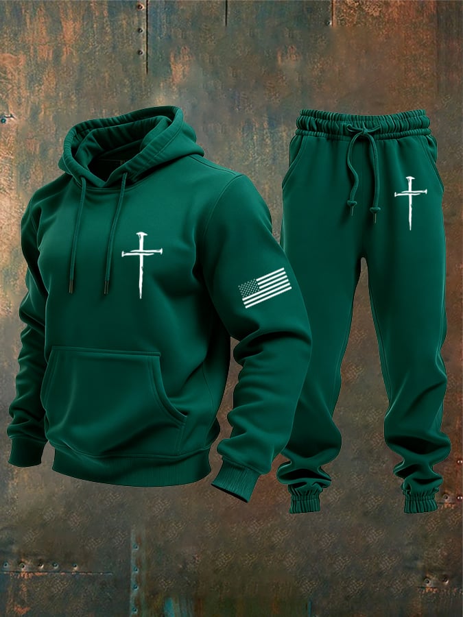 Sudadera vintage Faith Cross Set para hombre