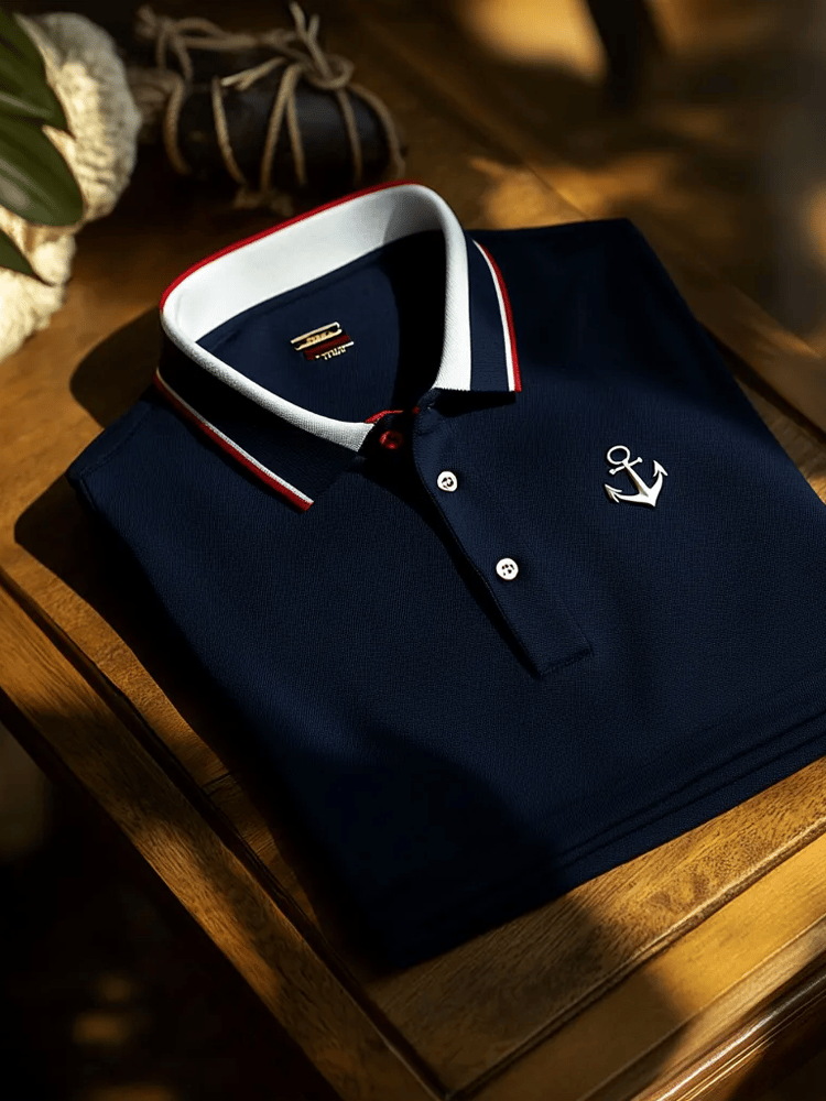 Camisa polo vintage ejecutivo de manga larga para hombre