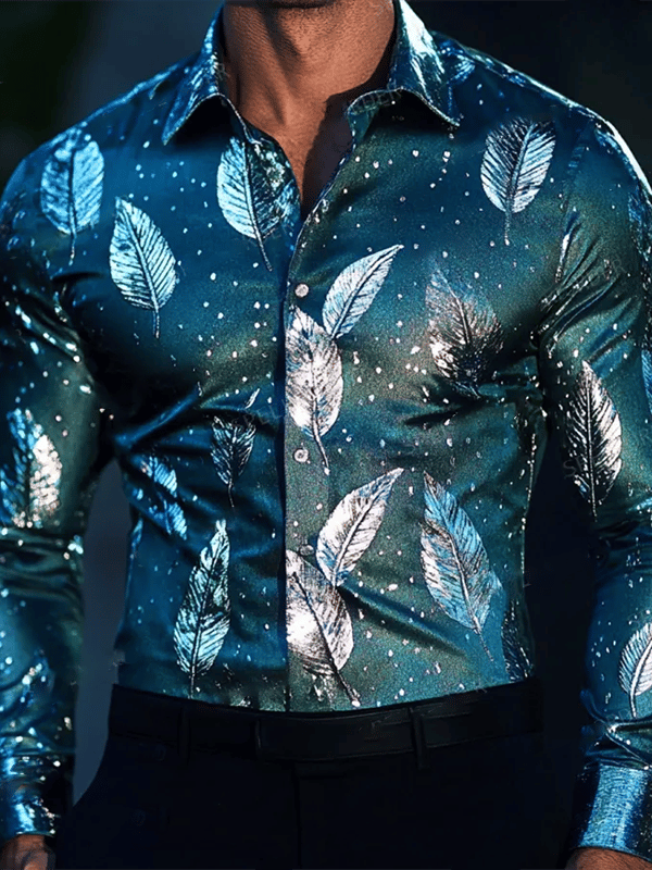 Camisa satén Luxe de manga larga con botones para hombre