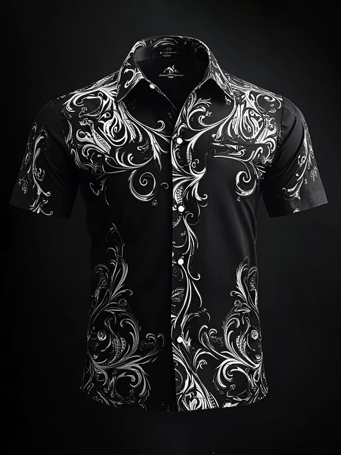 Camisa casual vintage Brogue para hombre