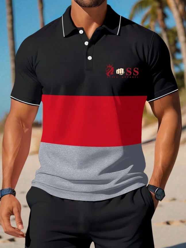Casual retro ejecutivo Contrast Color Polo para hombre