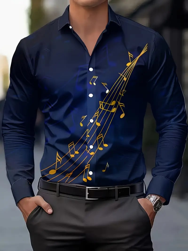 Camisa Street Style ejecutivo casual estampado de manga larga para hombre
