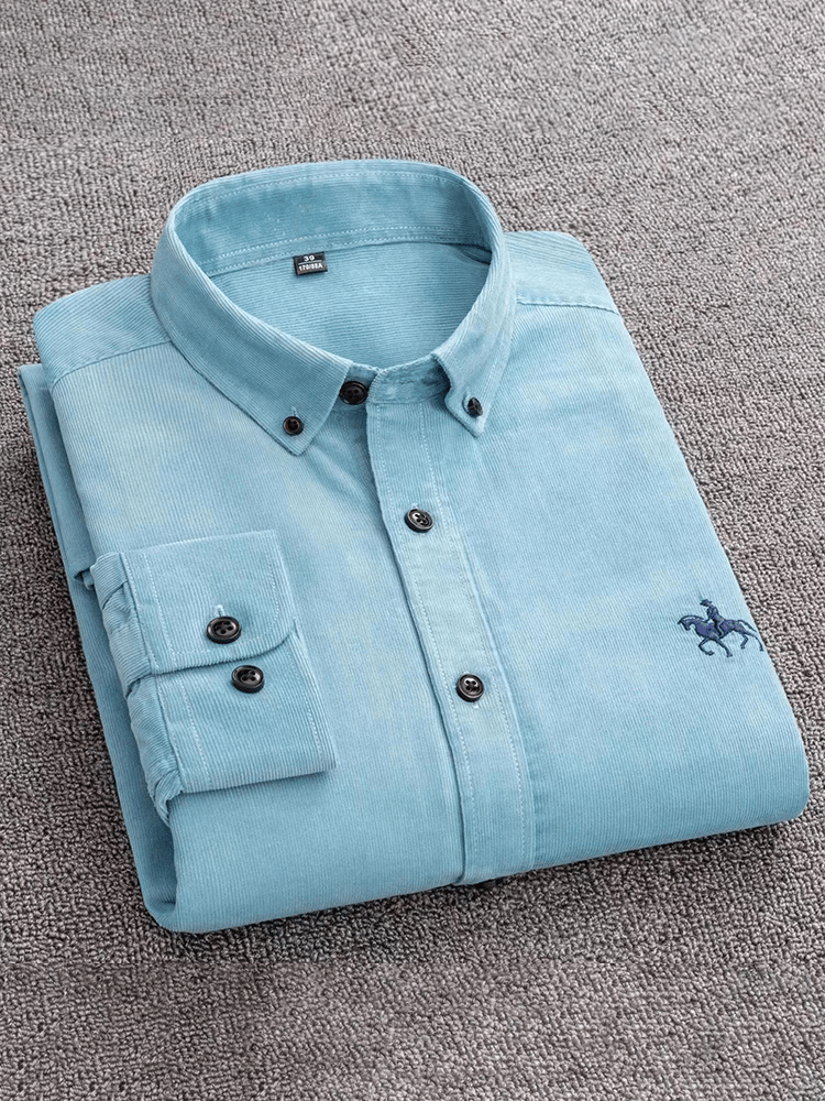 Camisa de algodón pana de manga larga para hombre