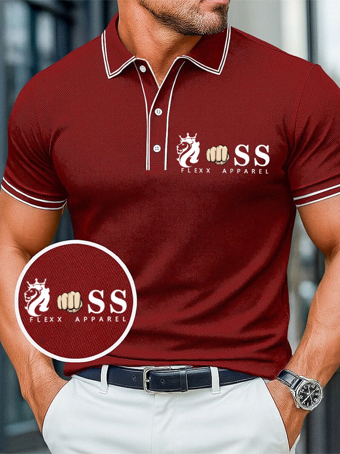 Camisa polo casual, comfortable, and transpirable retro letter estampado para hombre