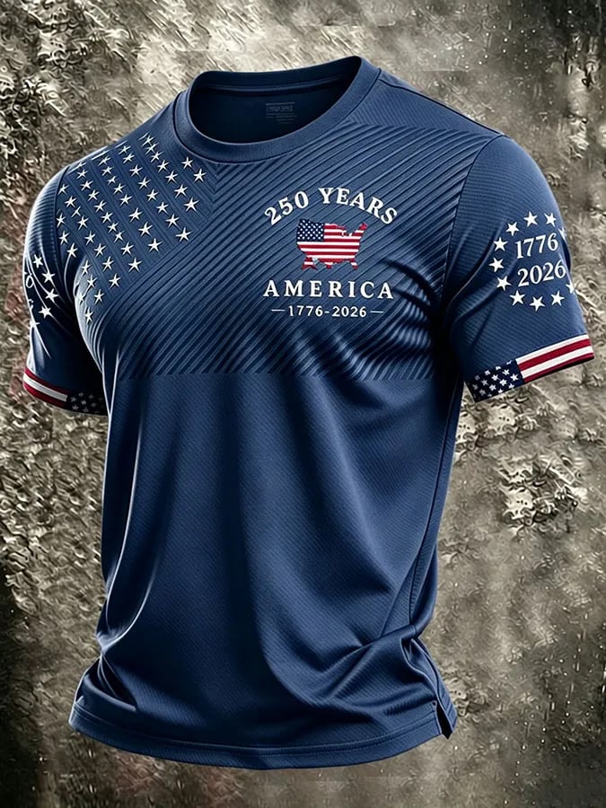 Camiseta retro Independence Day Patriot Crew Neck para hombre
