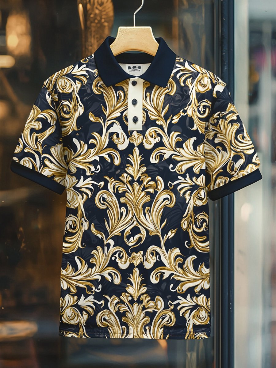 Camisa polo casual ejecutivo Palace Style Button de manga corta para hombre