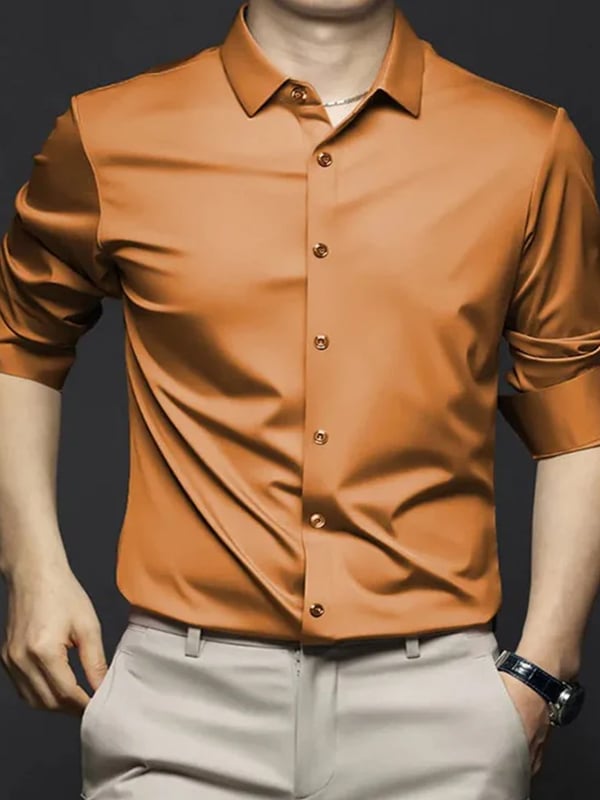 Camisa de lujo Romantic Contrast Color estampado de manga larga para hombre