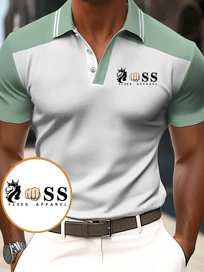 Camisa polo elegantee Letter estampado casual para hombre