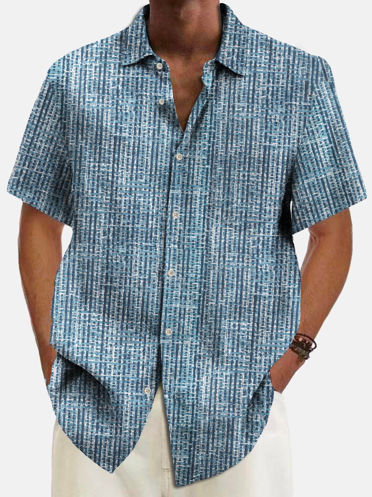 Abstract Textured estampado Pockecamiseta para hombre