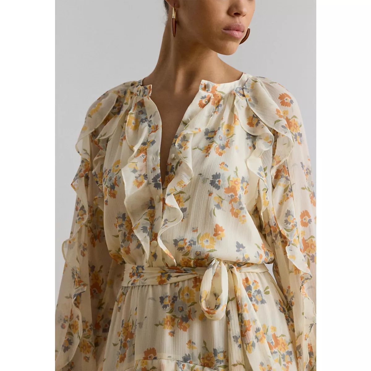 Petite Floral Ruffle-Trim Tiered Dress - 3
