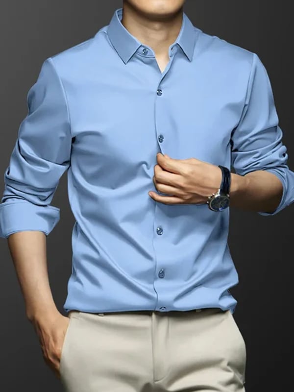 Camisa de lujo Romantic Contrast Color estampado de manga larga para hombre