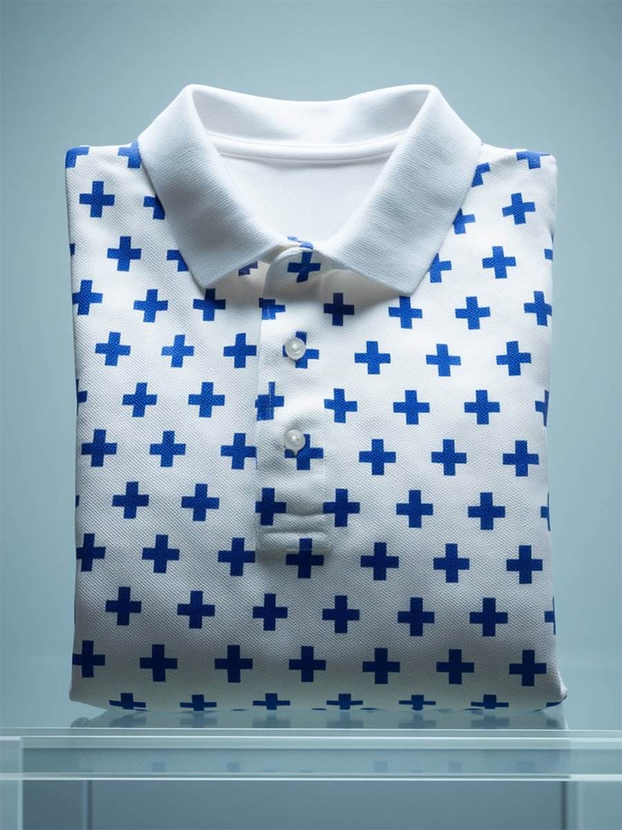 Camisa polo ejecutivo casual Cross Faith Art Button de manga corta para hombre
