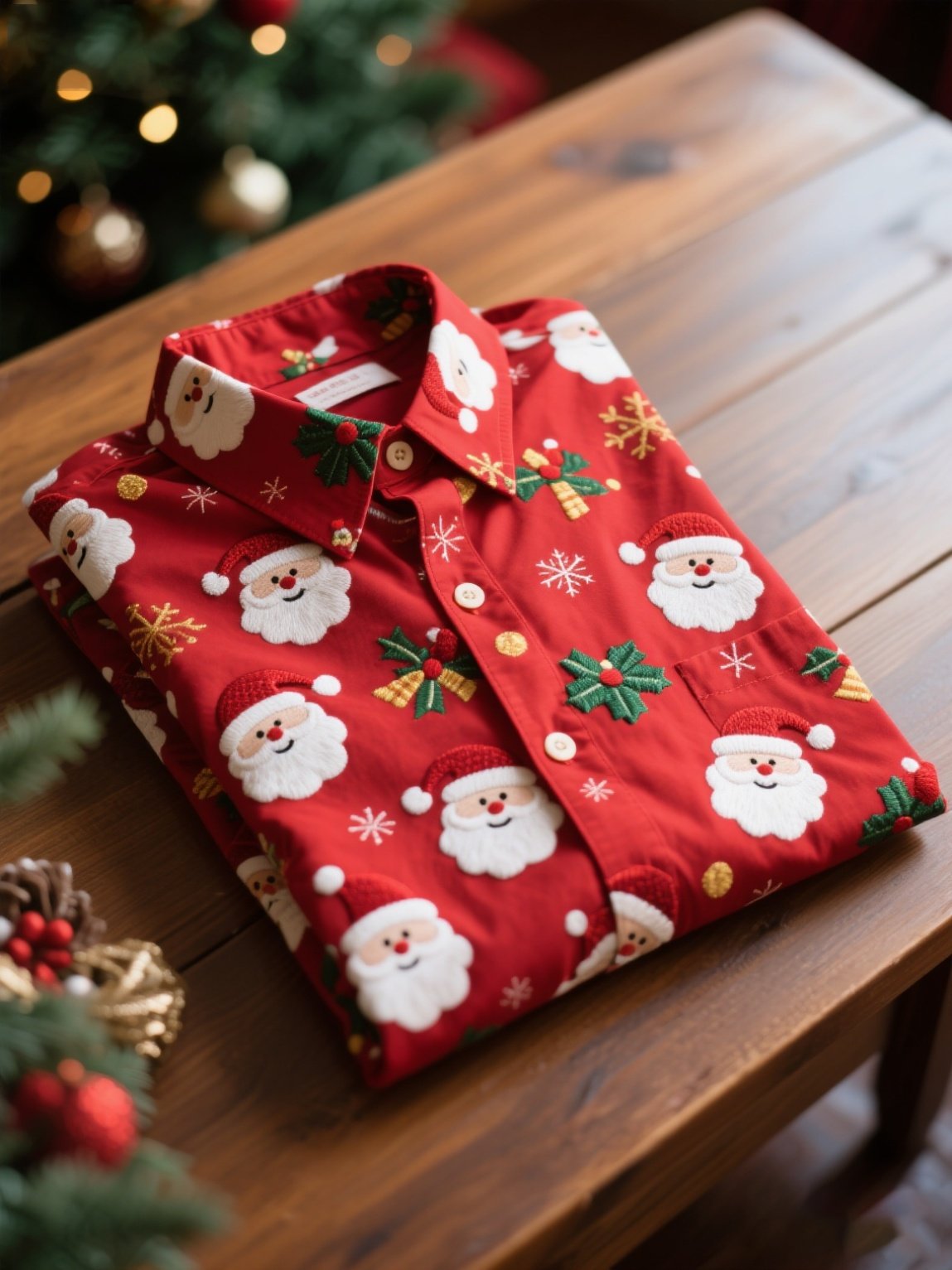 Camisa casual Christmas de manga larga para hombre