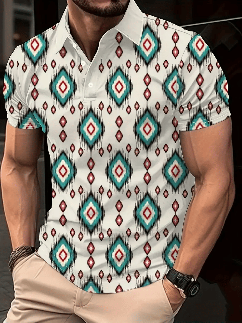 Camisa polo clásico ejecutivo Logo Button de manga corta para hombre