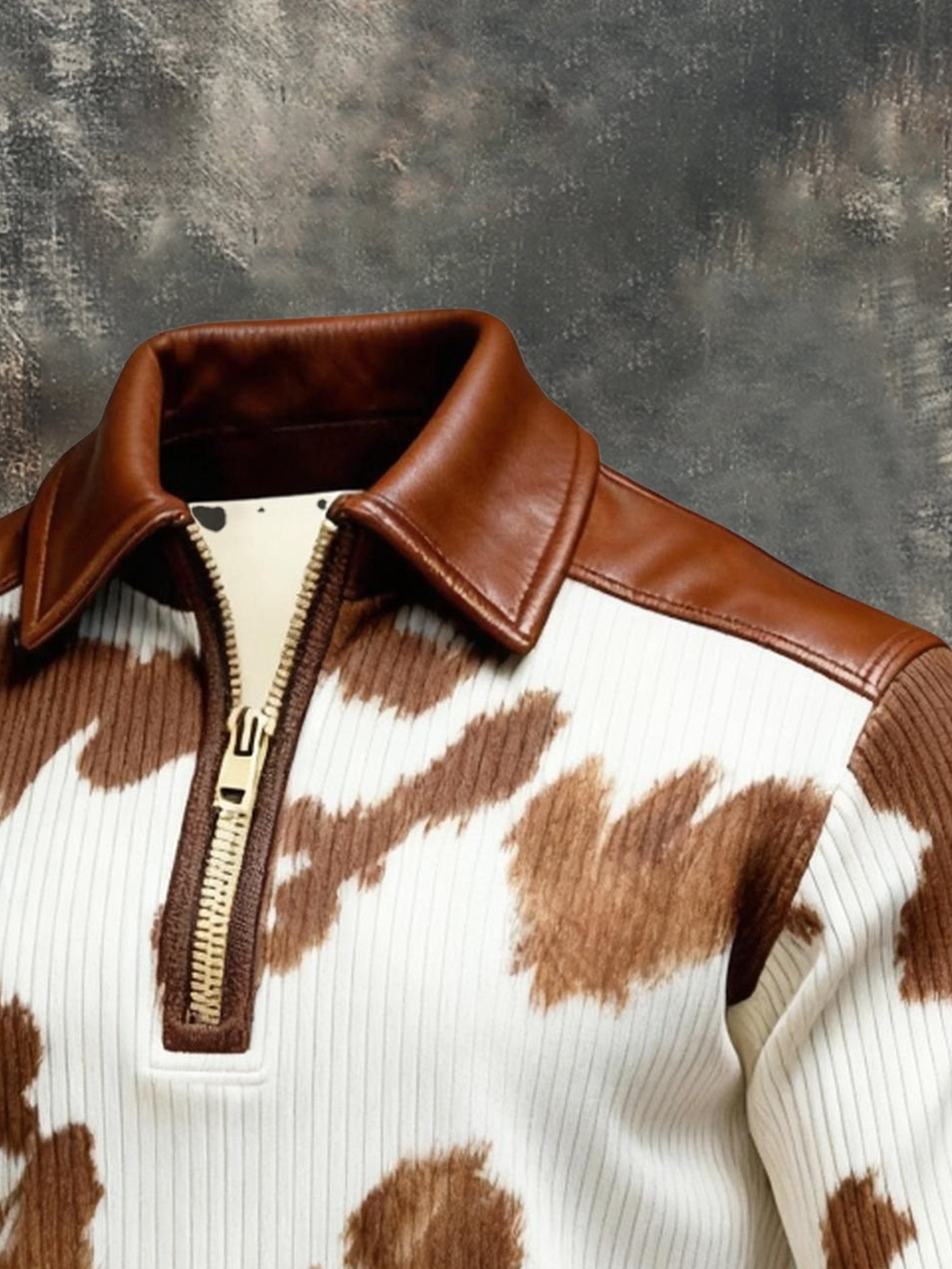 Sudadera vintage Color-Block estampado con cierre con gorrasucha para hombre