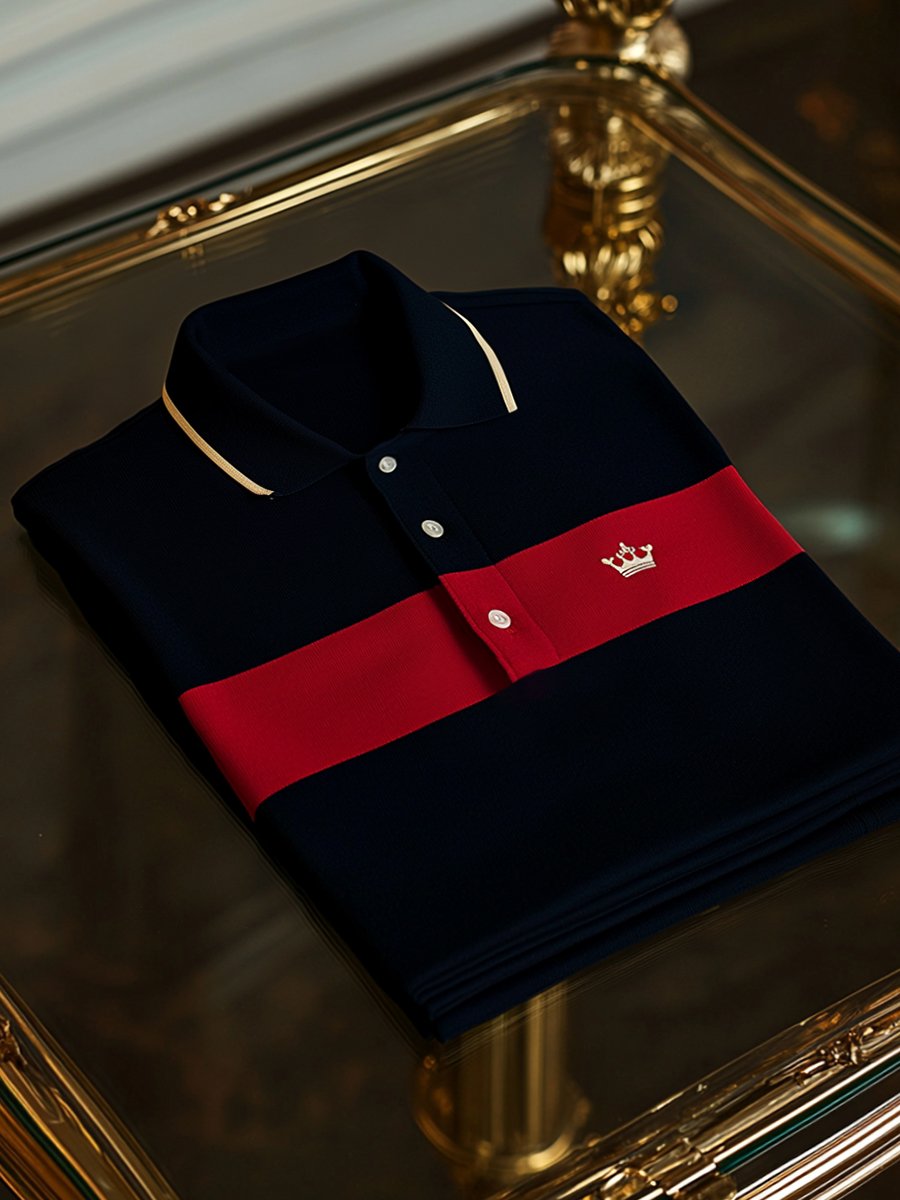 Camisa polo vintage ejecutivo de manga larga para hombre