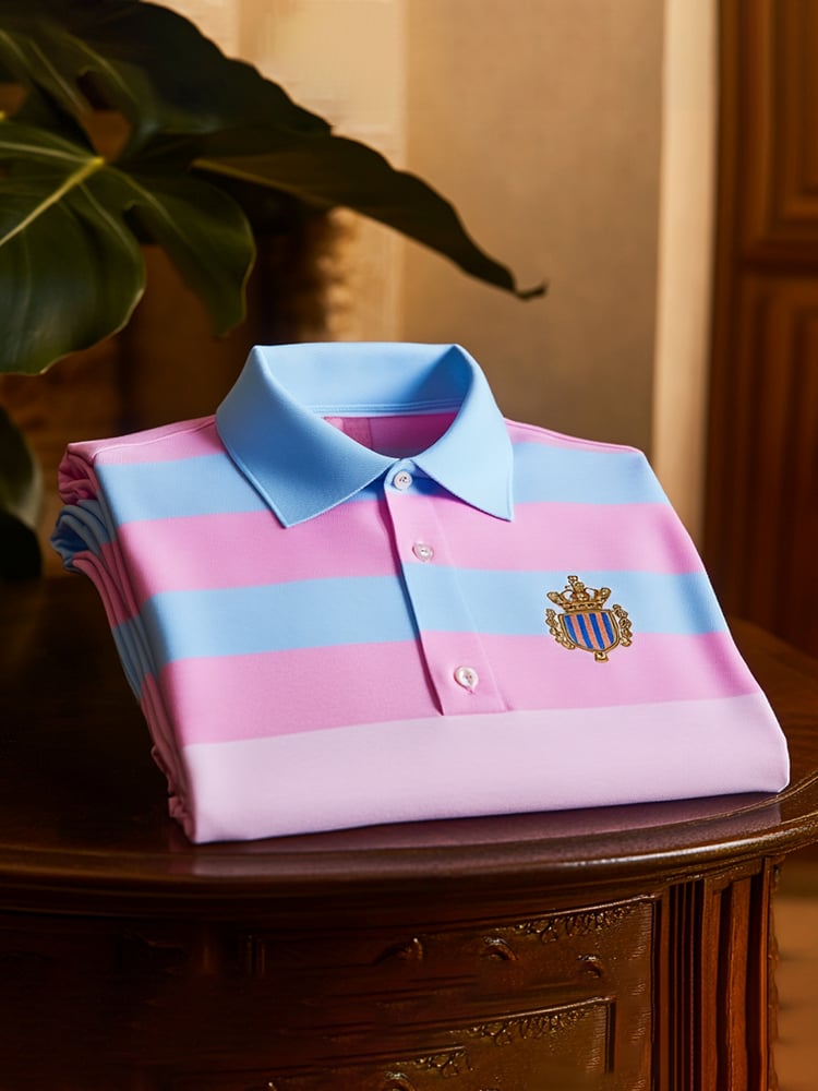 Camisa polo clásico ejecutivo Check Button de manga corta para hombre
