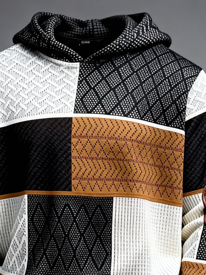 Sudadera retro en bloques de color estampado cierre para hombre