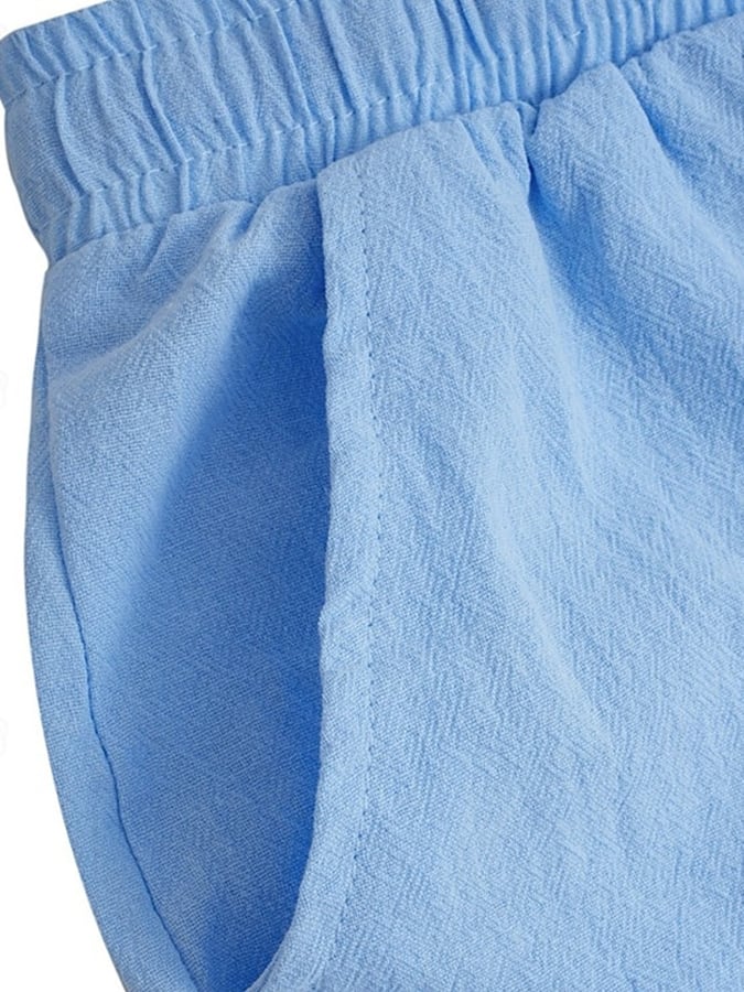Pantalón retro de color sólido Design Elastic Waist Lace-Up casual para hombre