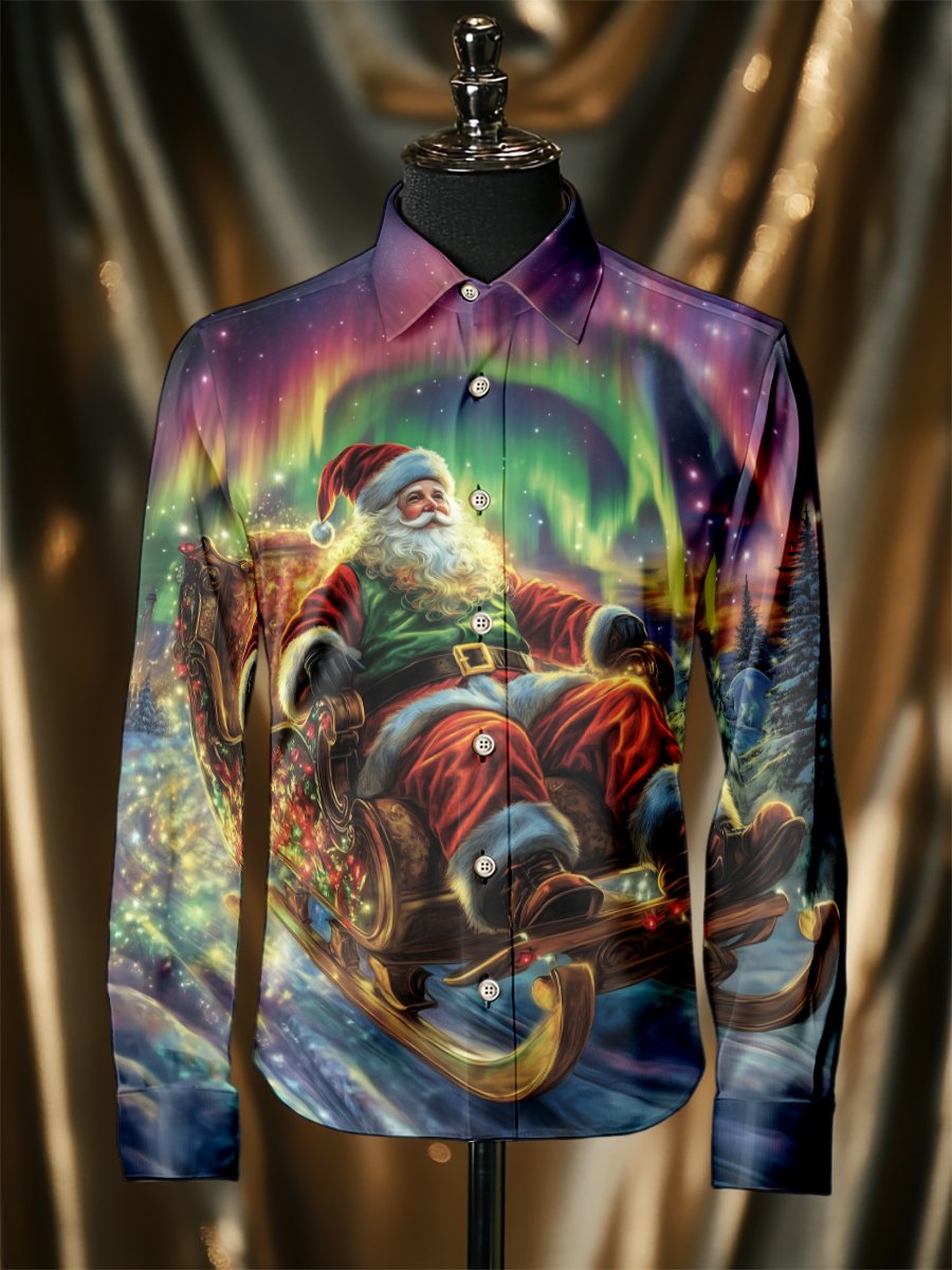 Camisa seda Christmas de lujo ejecutivo de manga larga para hombre