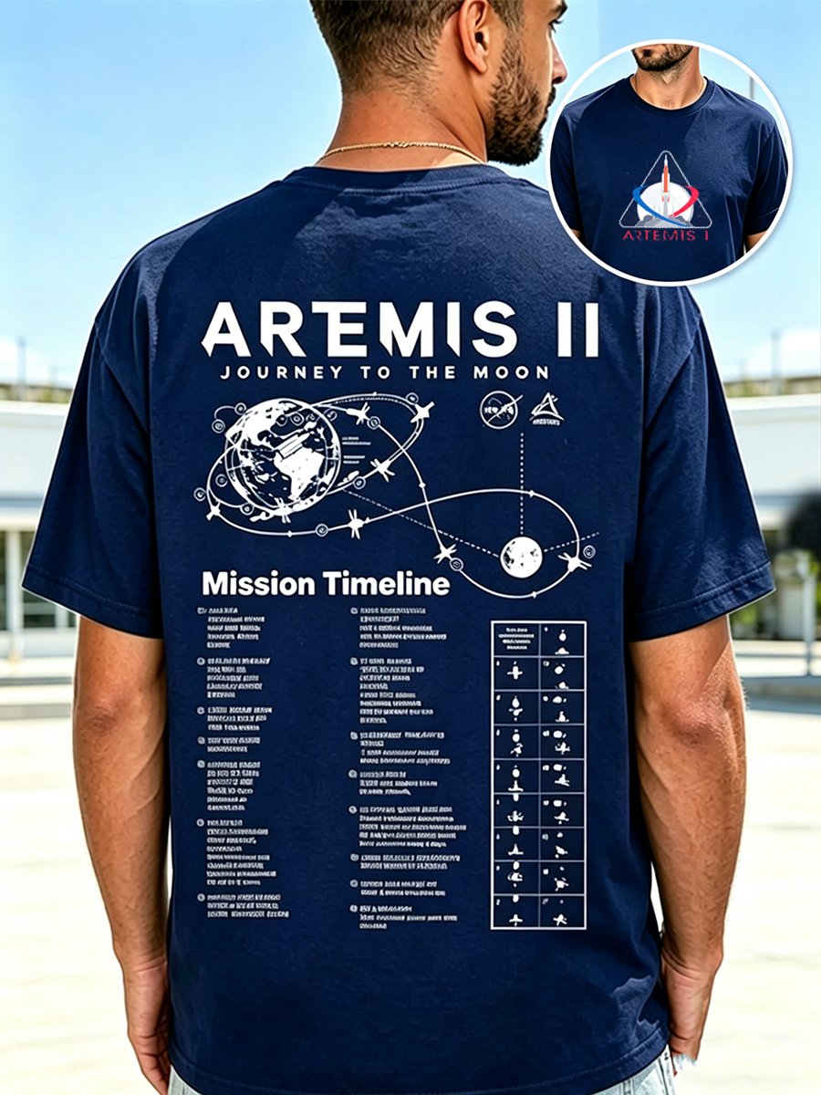 Camiseta Artemis II estampado casual para hombre