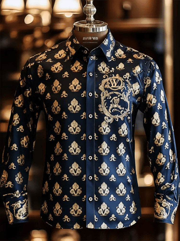 Camisa satén Luxe de manga larga con botones para hombre