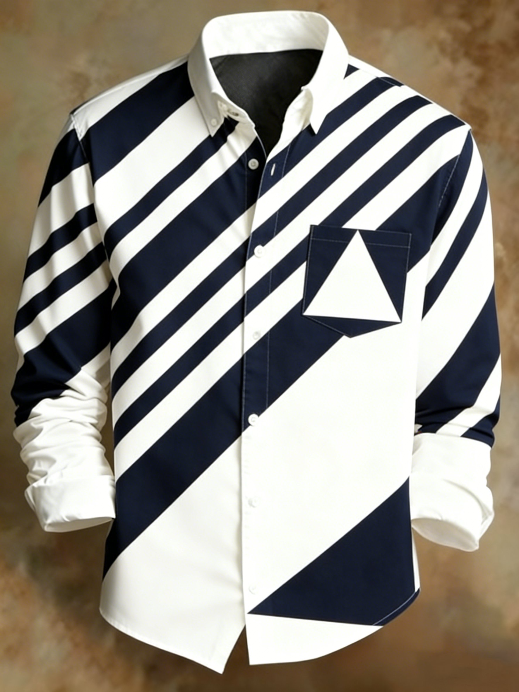 Camisa retro Abstract Art estampado diseño ejecutivo Style para hombre