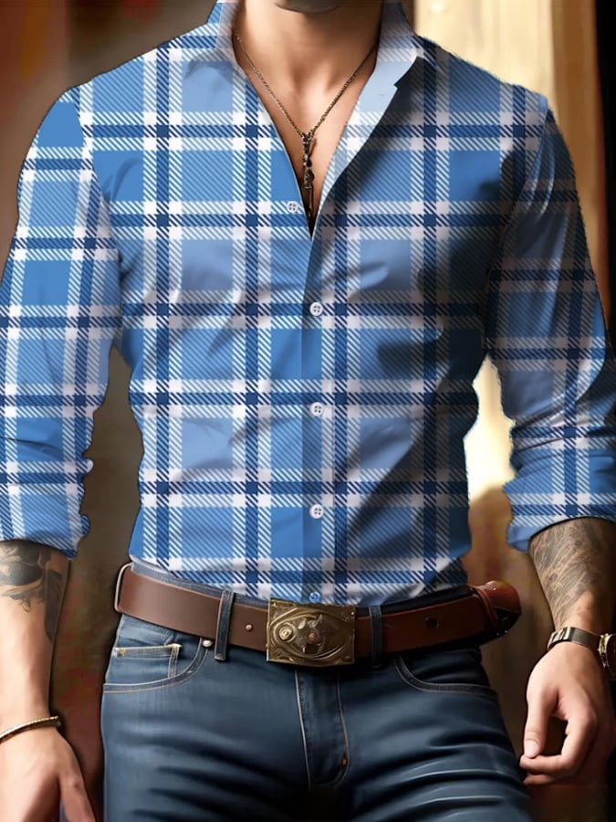 Casual ejecutivo Checkered Princamiseta para hombre