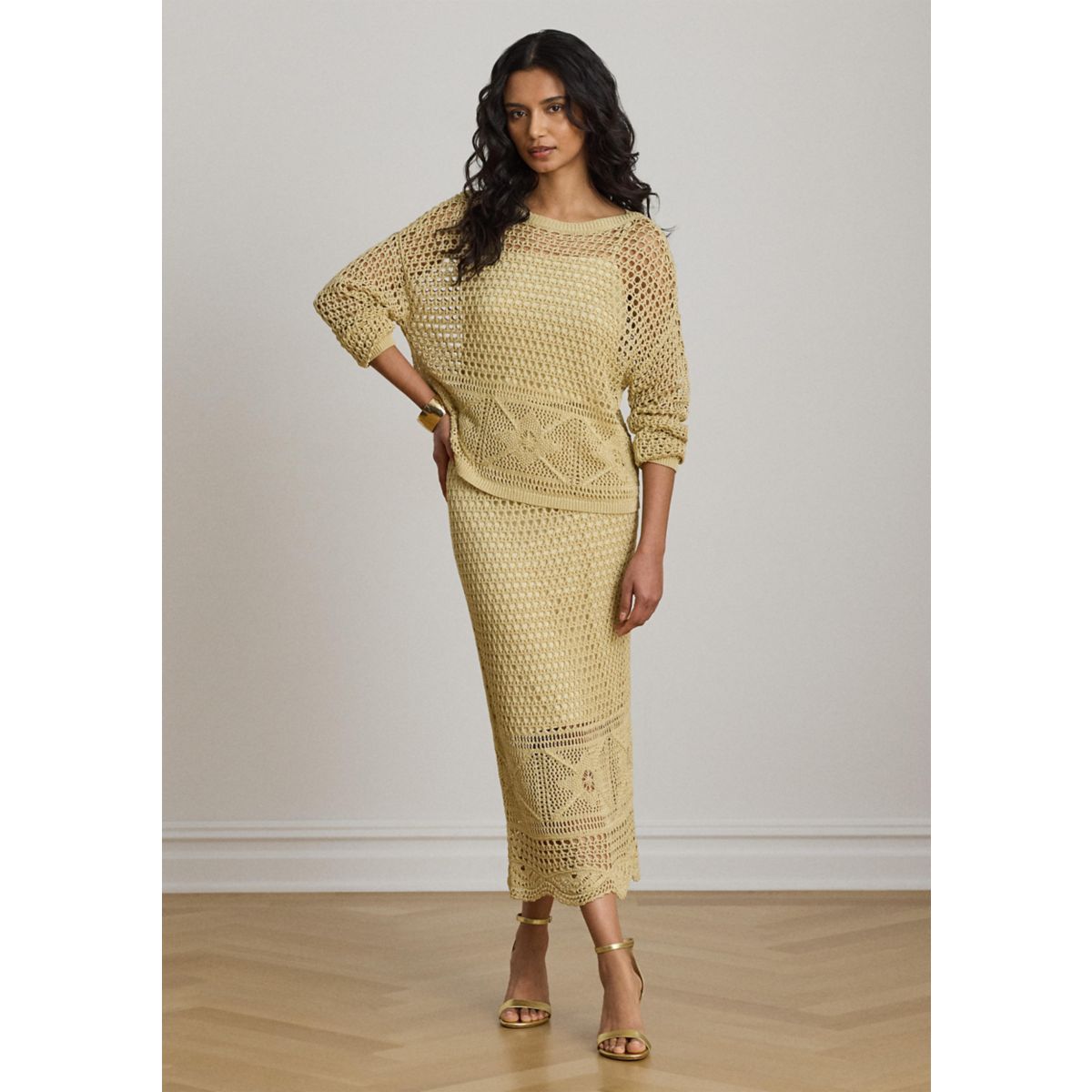 Pointelle-Knit Linen-Blend Midi Skirt - 4