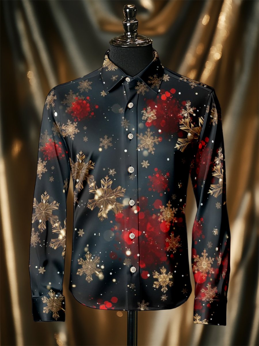 Camisa seda Christmas de lujo ejecutivo de manga larga para hombre