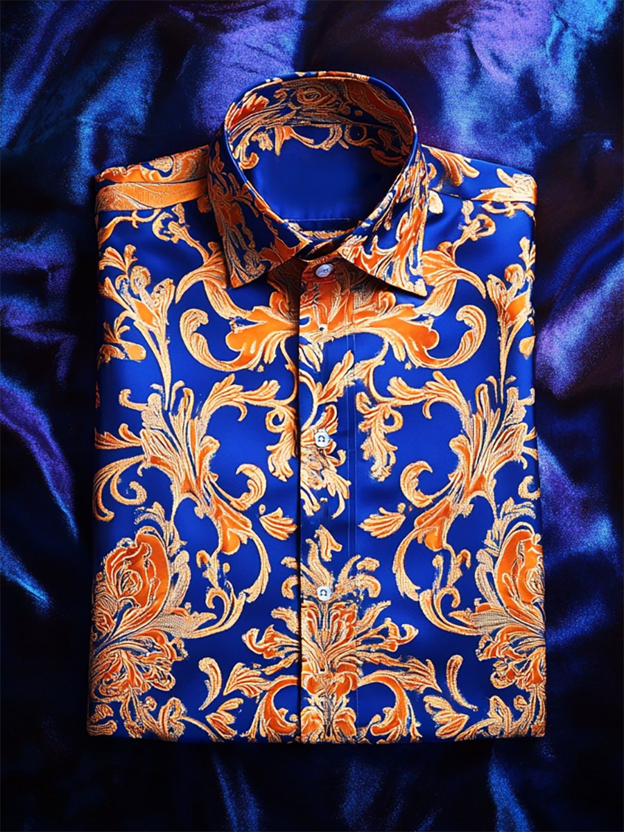 Camisa satén Luxe de manga larga con botones para hombre