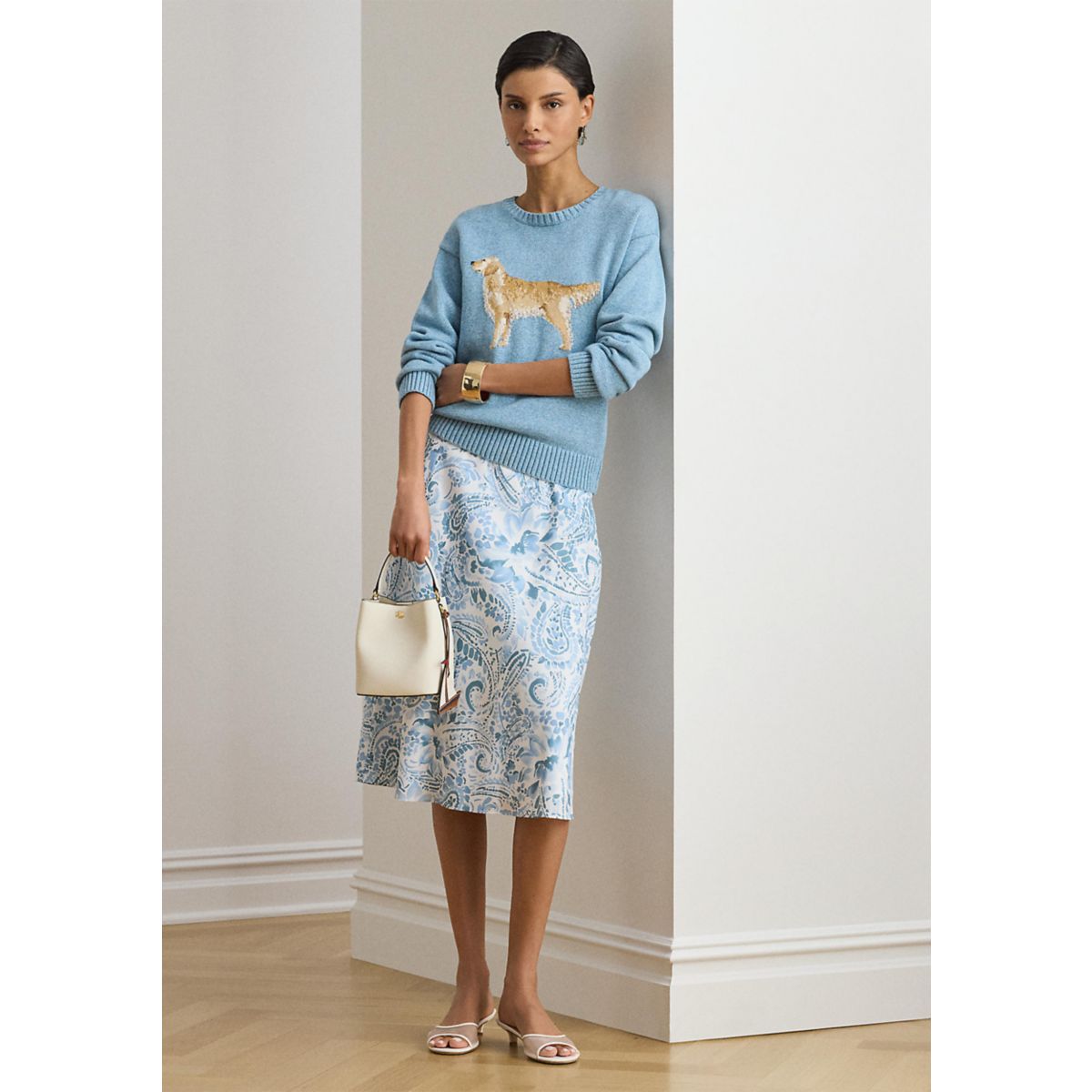 Paisley Crepe Midi Skirt - 4