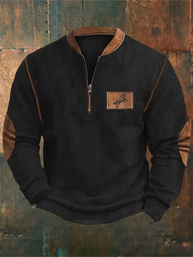 Sudadera vintage estampado casual cierre para hombre