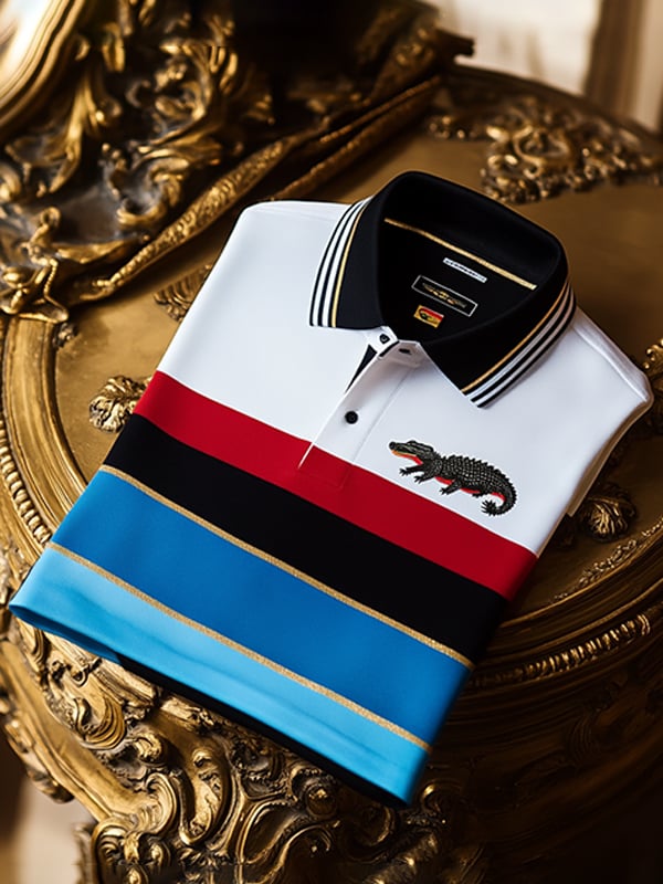 Camisa polo ejecutivo rayas Logo con botones de manga corta para hombre
