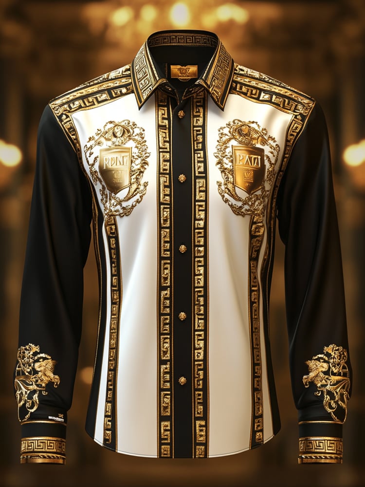 Camisa satén Luxe de manga larga con botones para hombre