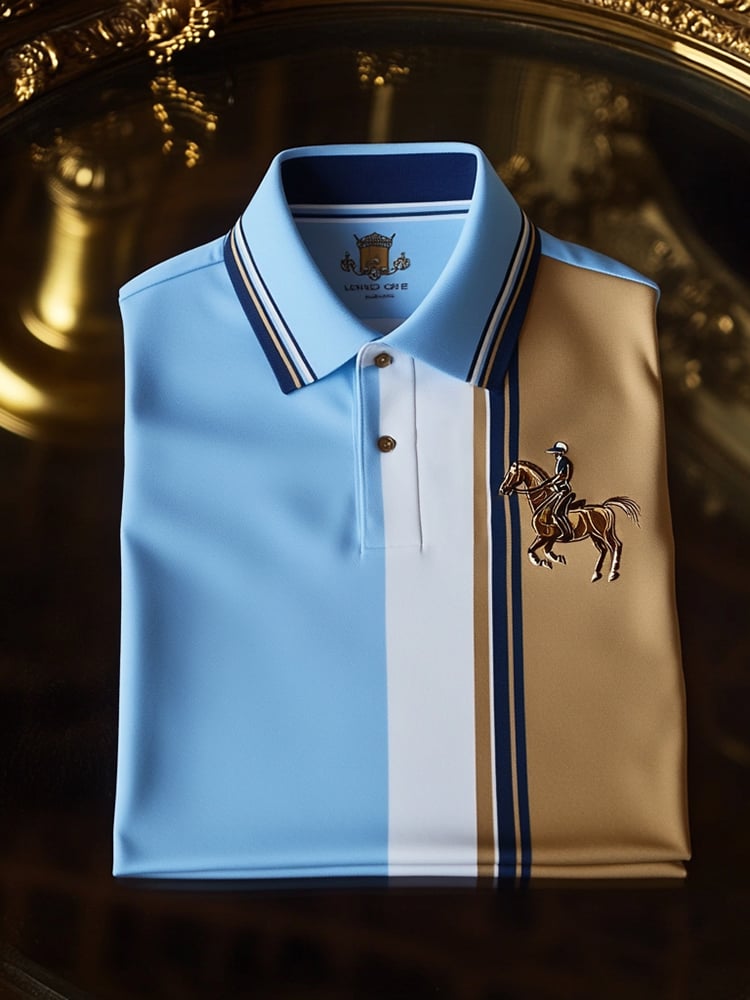 Camisa polo clásico ejecutivo Check Logo Button de manga corta para hombre