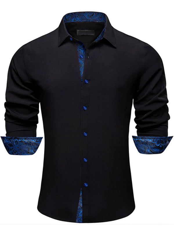 Camisa satén Luxe de manga larga con botones para hombre
